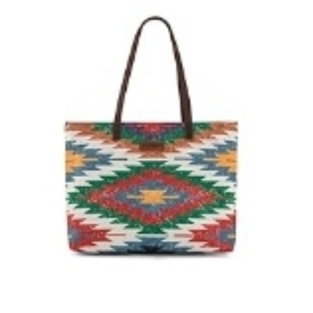 Wrangler Tote Purse Bag Aztec Canvas Shoulder Bags